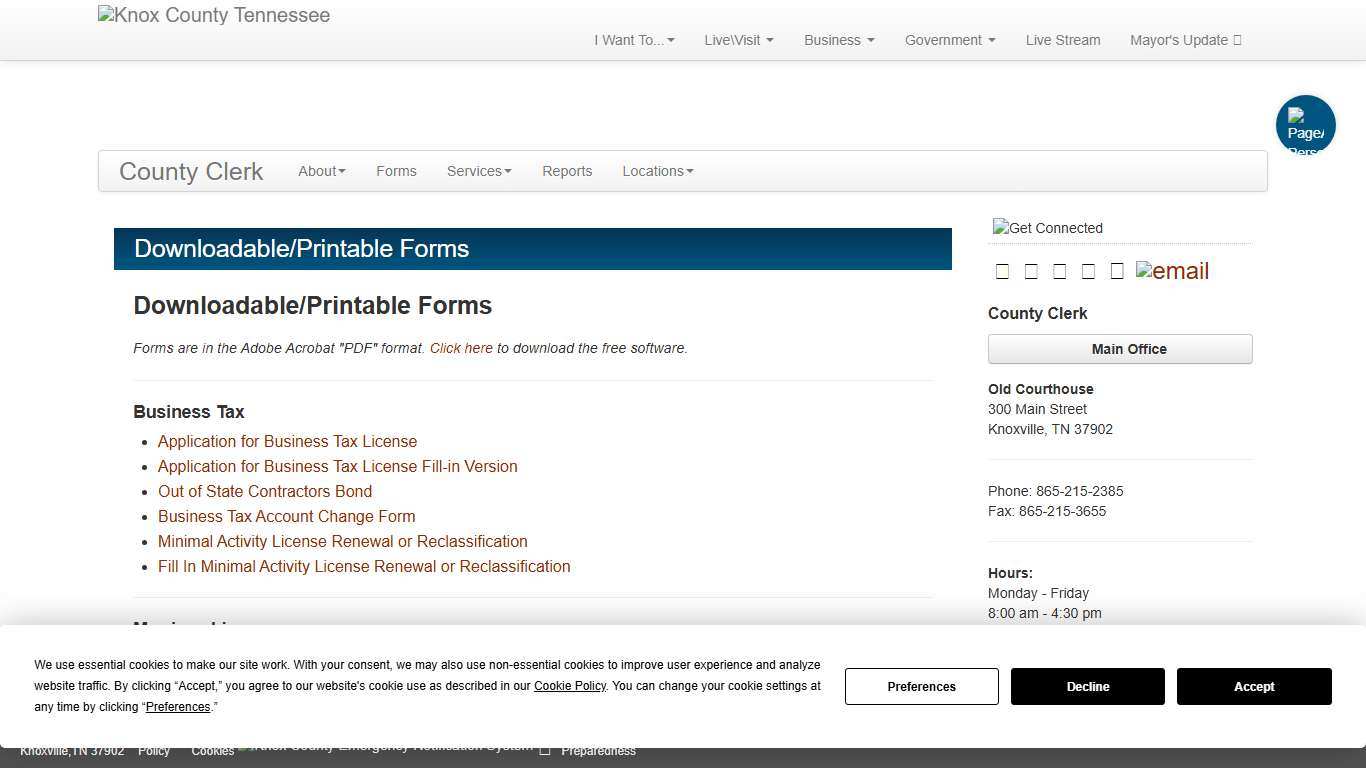 Downloadable/Printable Forms - County Clerk - Knox County Tennessee Government